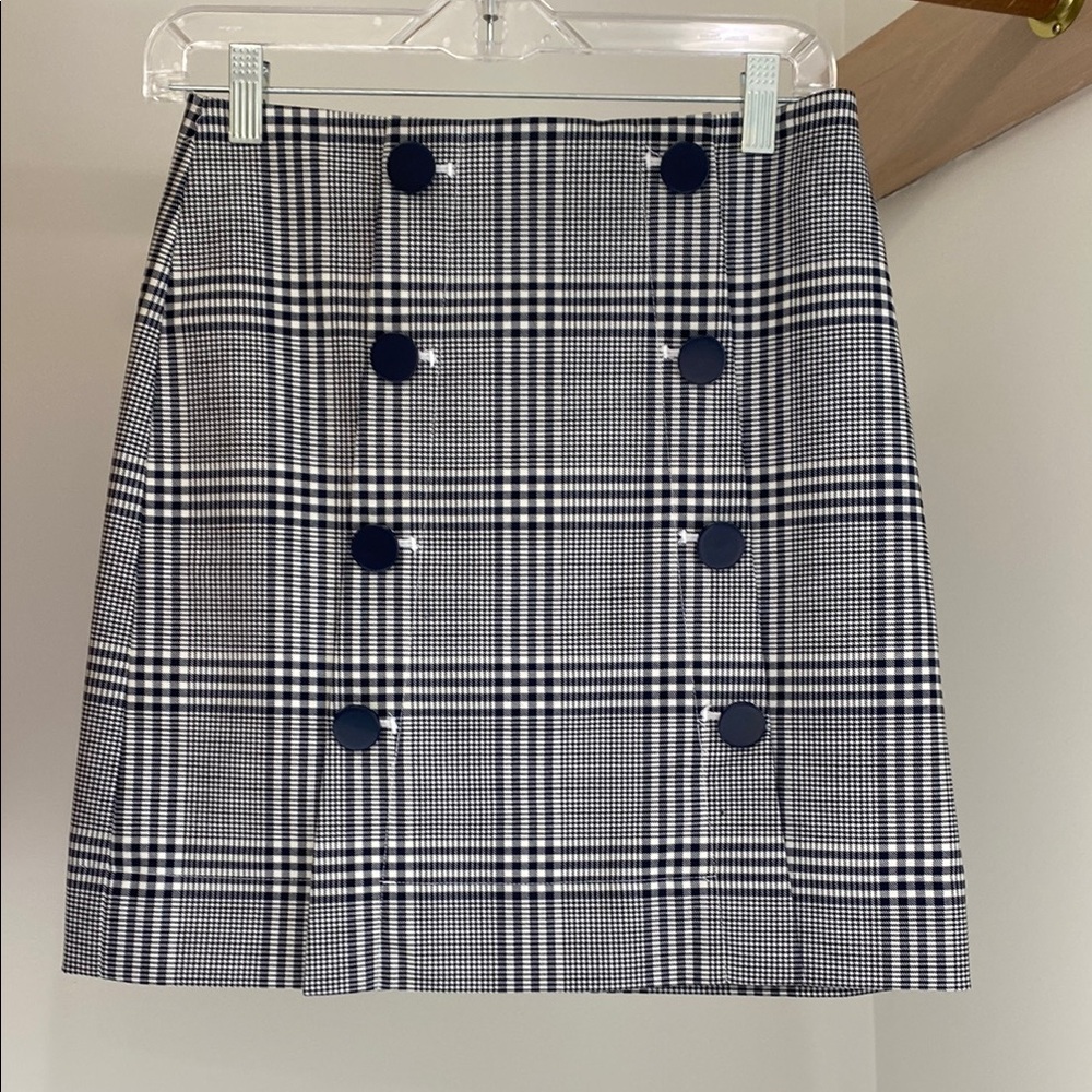 LOFT A-Line Mini Skirt in White and Blue for Work